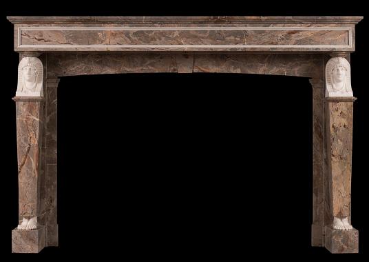 A French Empire Sarrancolin and Statuary marble fireplace