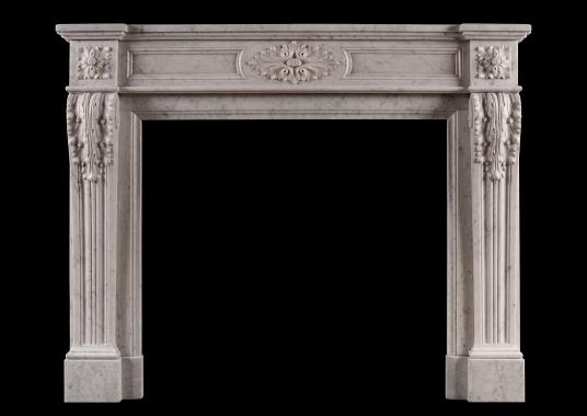 A French Louis XVI style Carrara marble antique fireplace