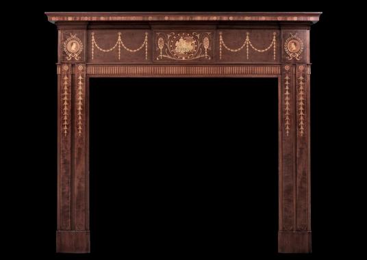 A 19th century English mahogany fireplace with lacquer finish