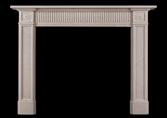 A late 18th century style white marble fireplace