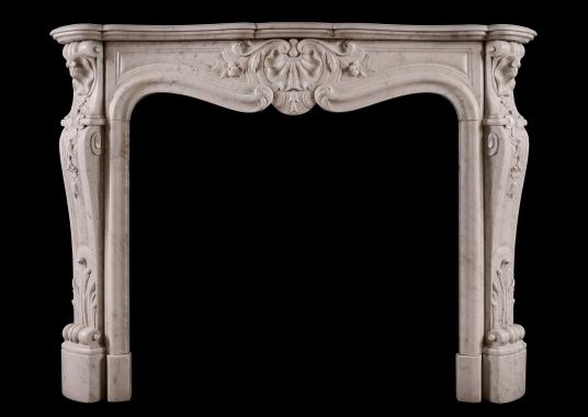 A French Louis XV style Carrara marble fireplace