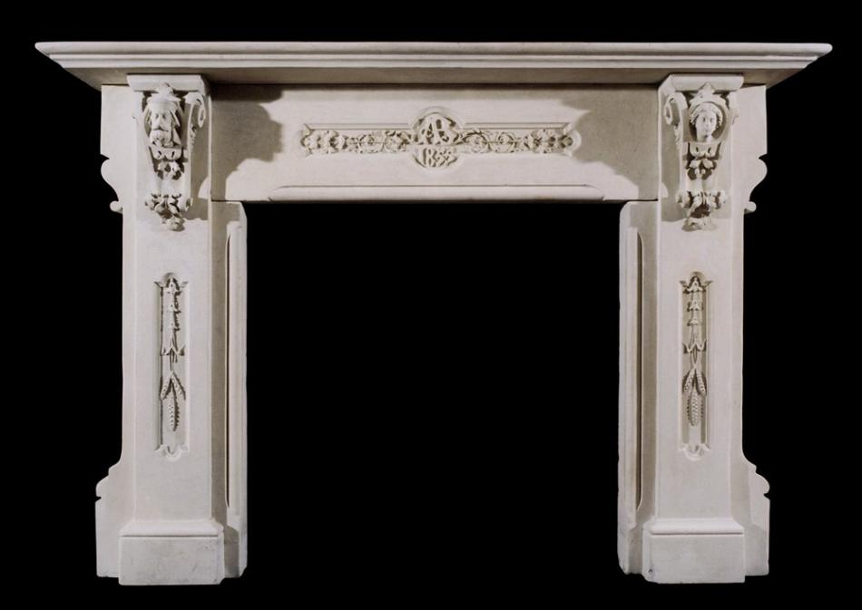 nineteenth century English limestone fireplace