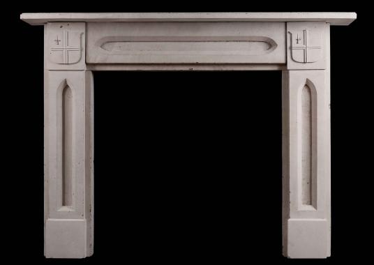 An English stone Gothic style fireplace