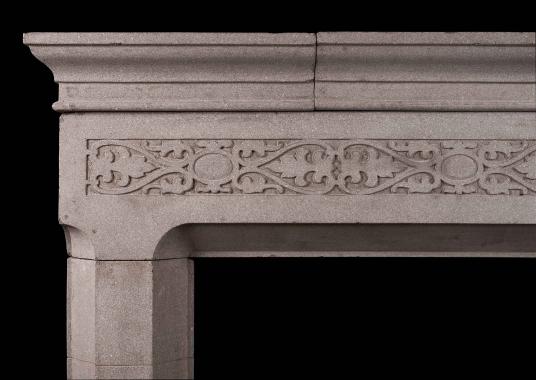 An English Reconstituted Stone Fireplace In The Gothic Style