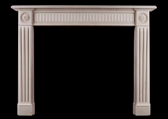 An English white marble fireplace in the Regency style