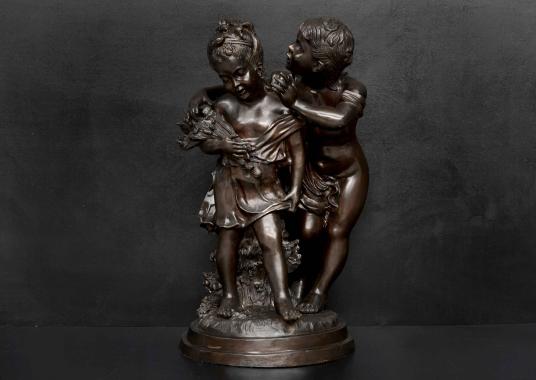 A Large Bronze Sculpture by Well Known Parisian Artist August Moreau