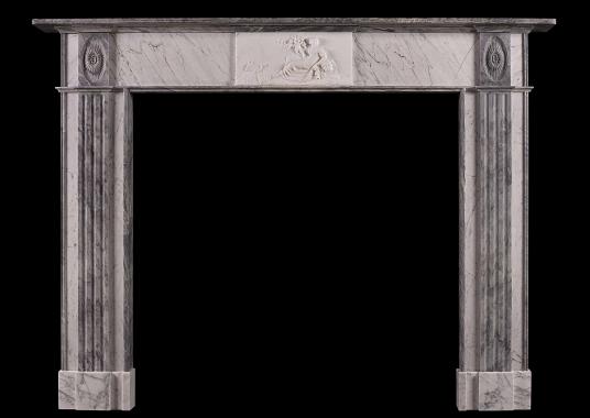 A period Regency fireplace in Statuary, Bardiglio and Carrara marble