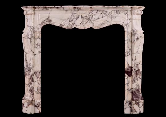 A 19th century French antique fireplace in Breche Violette marble