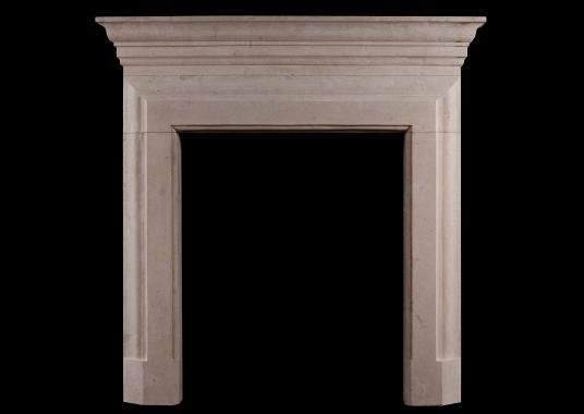 An English limestone fireplace of architectural form