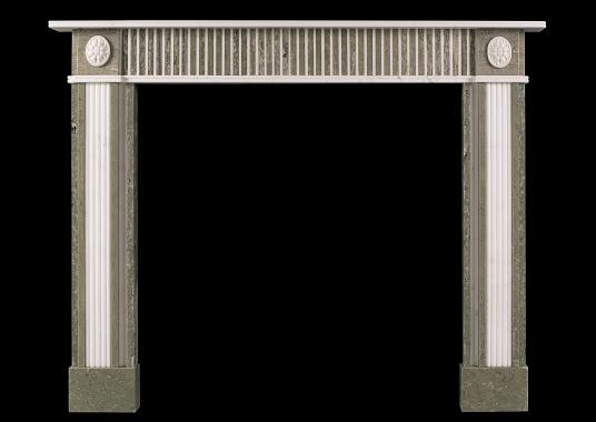 A Regency style fireplace in Swedish green marble with Statuary inlay