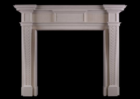 A George II style white marble fireplace