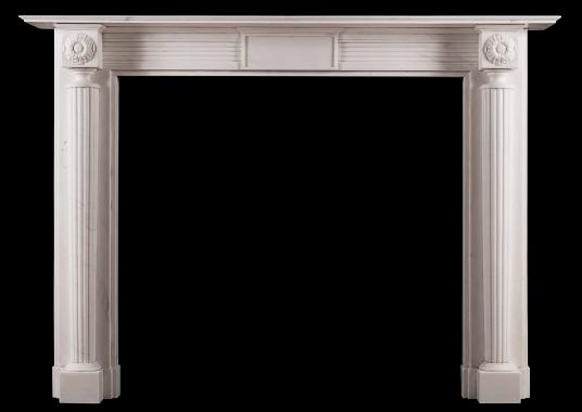 An English, Regency style fireplace in white marble