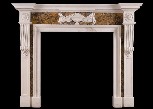 A Georgian style chimneypiece in Statuary and Siena marble