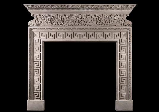 A carved Italian fireplace in Portland stone