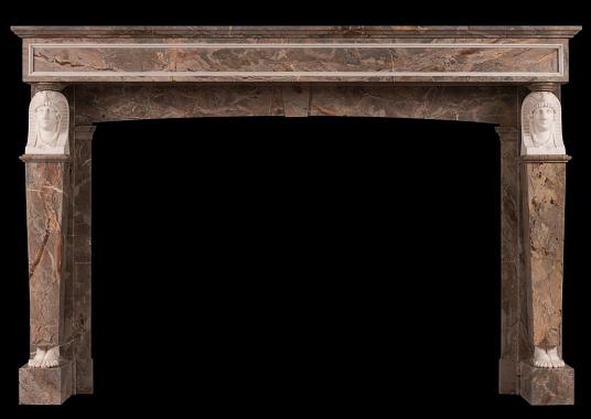 A French Empire Sarrancolin and Statuary marble fireplace