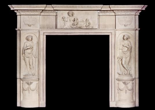 A rare and beautiful English Coadestone fireplace, circa 1790