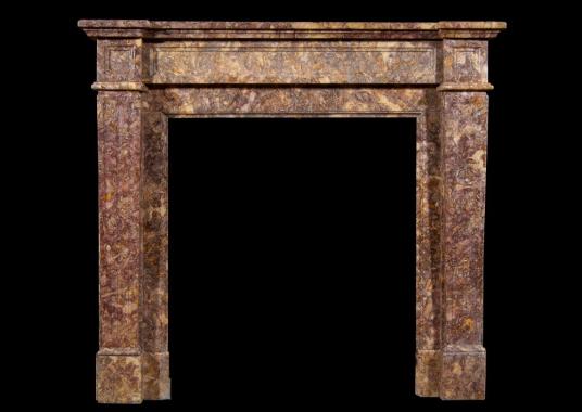 A French Louis XVI style Spanish Brocatelle marble chimneypiece