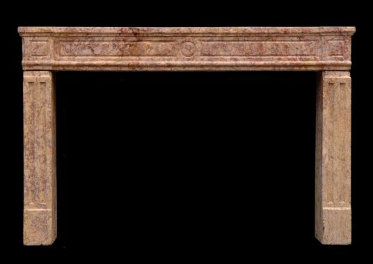 An 18th century French Louis XVI Brocatelle marble fireplace