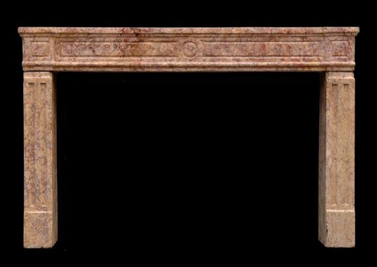 An 18th century French Louis XVI Brocatelle marble fireplace