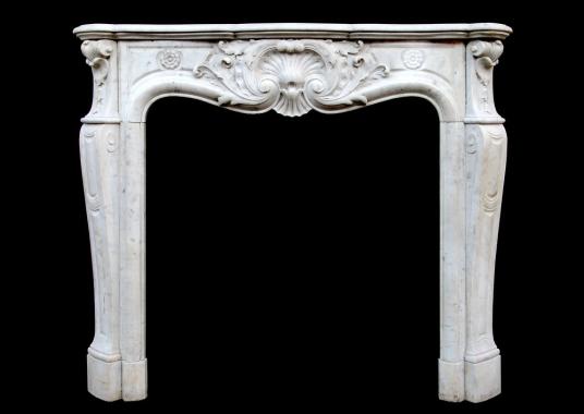 A French Carrara marble Louis XV style fireplace