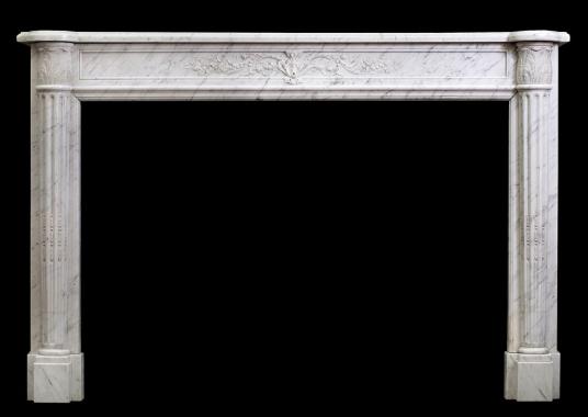 A 19th century Louis XVI style antique french marble fireplace