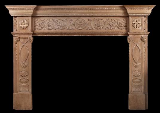 An imposing period English Antique Regency pine fireplace