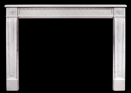 An early 19th century Antique French Louis XVI style Carrara marble mantel