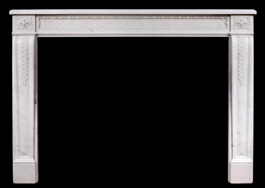 An early 19th century Antique French Louis XVI style Carrara marble mantel