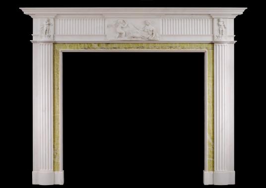 An English Georgian antique fireplace in Statuary marble