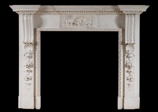 A mid Georgian style fireplace in white marble