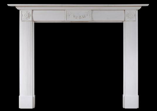 An English white marble fireplace in the Regency style