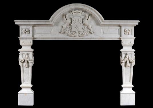 An English Baroque fireplace in Carrara marble