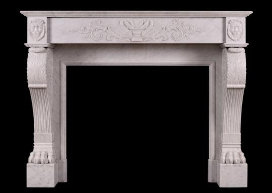 A 19th century Regency fireplace in Carrara marble