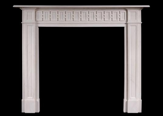 A Chippendale Inspired White Marble Fire Surround