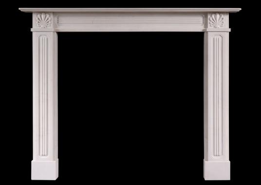 A Regency style white marble fireplace