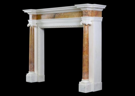 An English Statuary Marble Fireplace With Siena Columns Antique