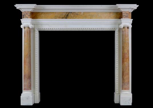 An English Statuary marble fireplace with Siena columns