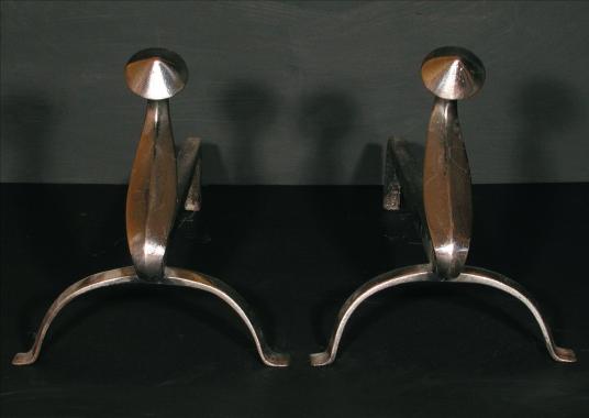 A pair of polished steel firedogs - 12 inch