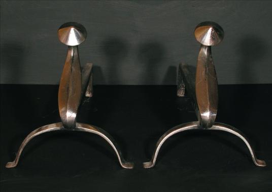 A pair of polished steel firedogs - 12 inch