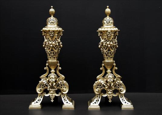 A very fine quality pair of brass chenets