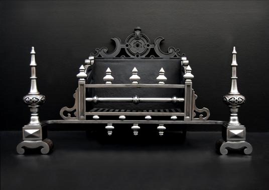 A large and impressive mid 19th century English cast iron firegrate