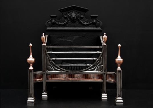 A 19th century English steel firegrate