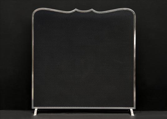 An elegantly shaped steel firescreen