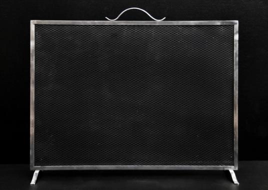 A polished steel firescreen of rectangular form