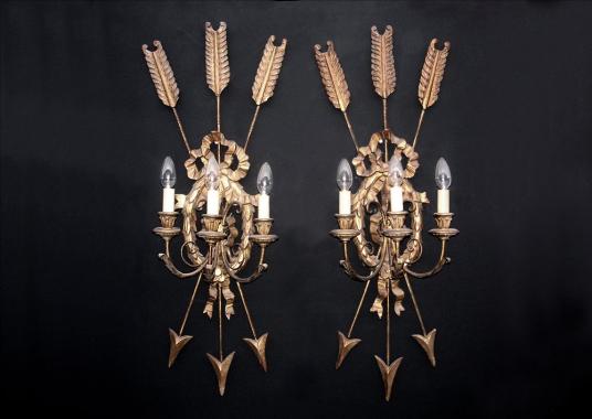 A Large Pair of 19th Century Giltwood Wall Lights