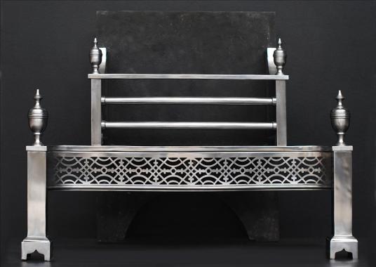 A Georgian style steel firegrate