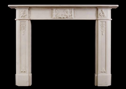 An English Regency fireplace in Statuary marble