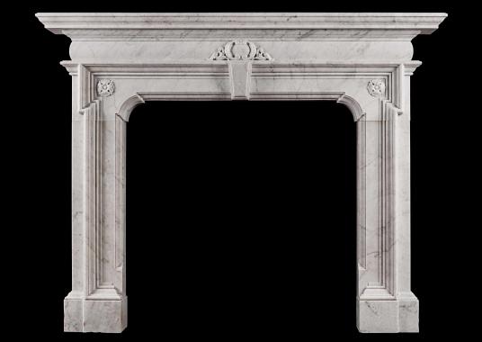 A Mannerist fireplace in Italian Carrara marble