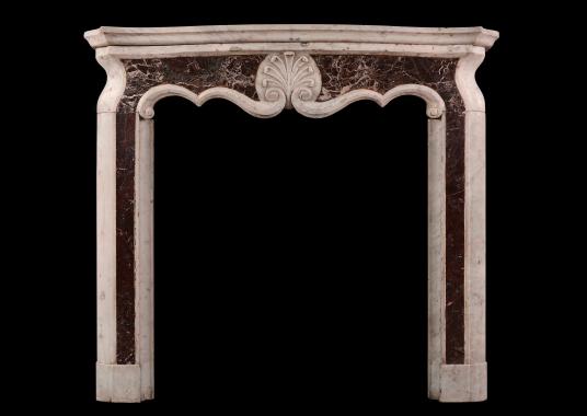 A small Italian Carrara and Rosso Levanto marble chimneypiece