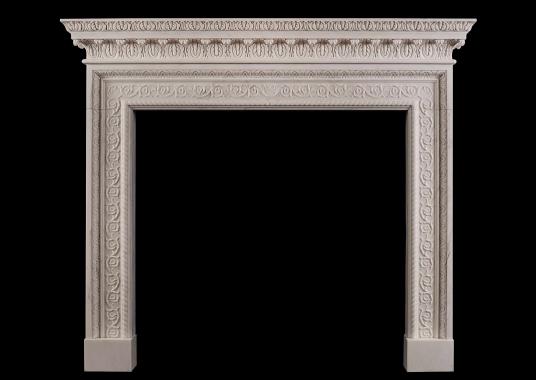 A white marble fireplace in the mid Georgian style